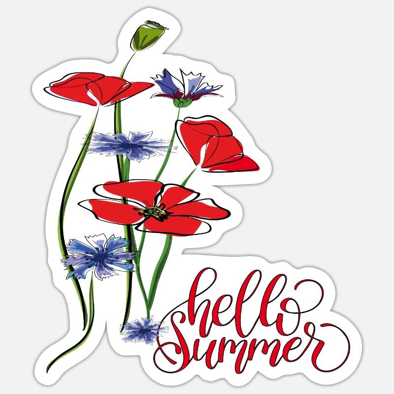hello Summer - Sticker Größe S (10 x 10 cm) - Mattweiß