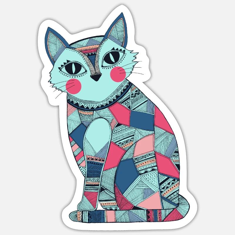 Patchwork Katze Sticker Größe S (10 x 10 cm)