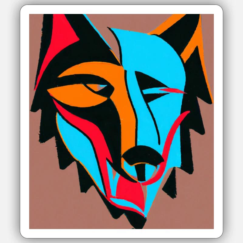 Wolf head colored Sticker Größe S (10 x 10 cm)