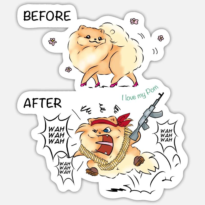 Before After - Sticker size S (10 x 10 cm) - white matte