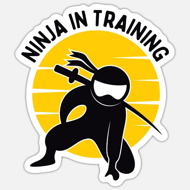 Design Ninja in Training - Sticker taille S (10 x 10 cm) - blanc mat