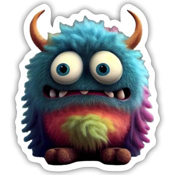 The cute monster "Piff" - Sticker size S (10 x 10 cm) - white matte - Front