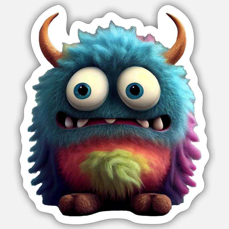 The cute monster "Piff" - Sticker Größe S (10 x 10 cm) - Mattweiß