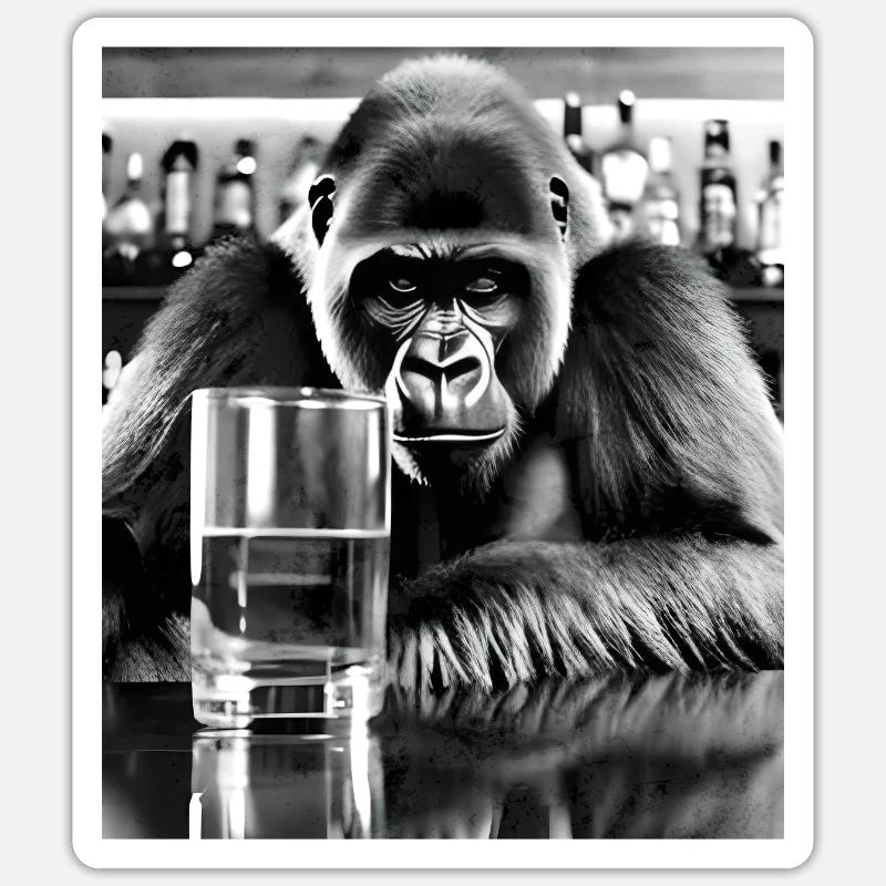 Monkey at the bar - Drunk gorilla Sticker size S (10 x 10 cm)