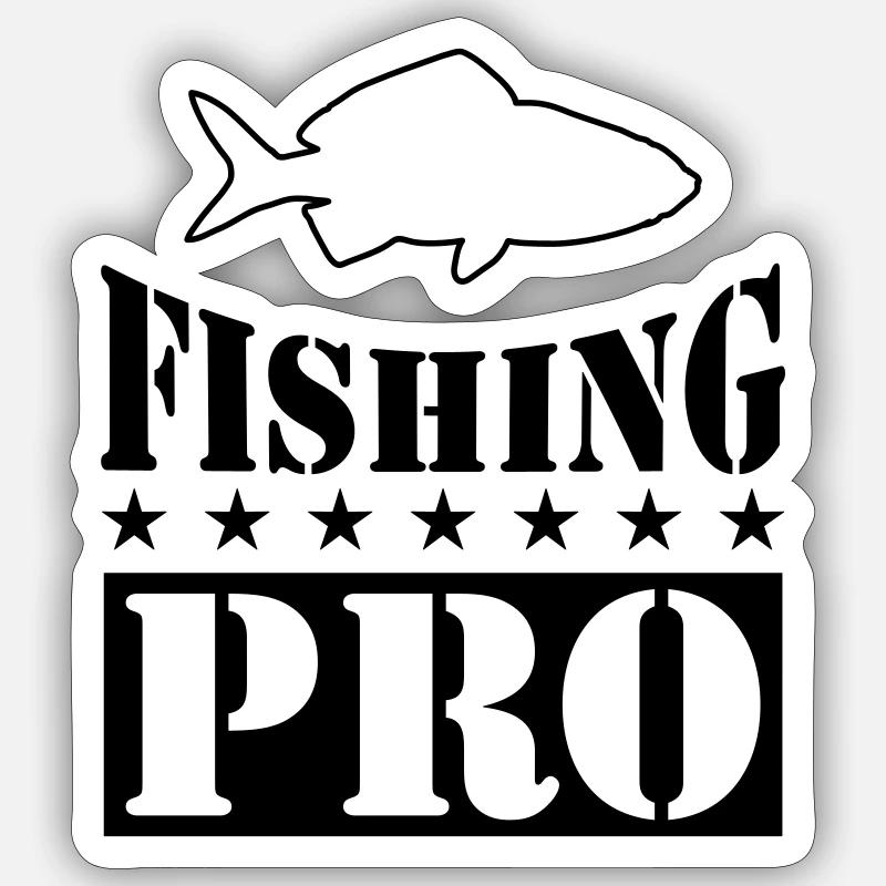 fishing pro - Sticker Größe S (10 x 10 cm) - Mattweiß