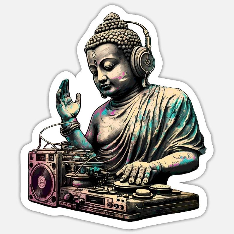 DJ Buddha Sticker size S (10 x 10 cm)