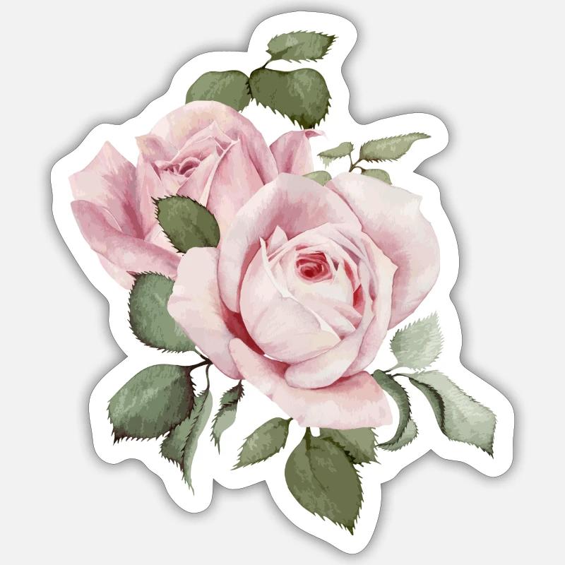 Roses - Sticker taille S (10 x 10 cm) - blanc mat