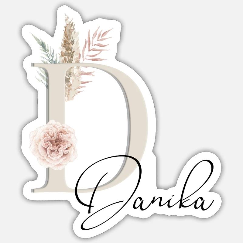 Danika! Nom Boho - Sticker taille S (10 x 10 cm) - blanc mat