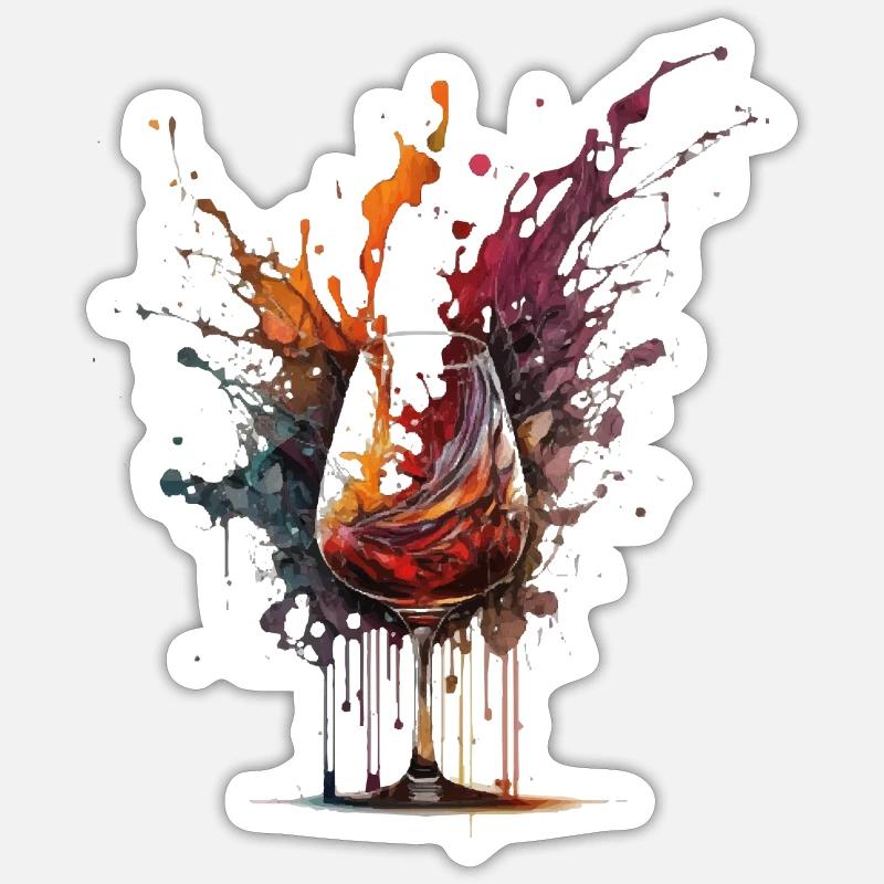 vin - Sticker taille S (10 x 10 cm) - blanc mat