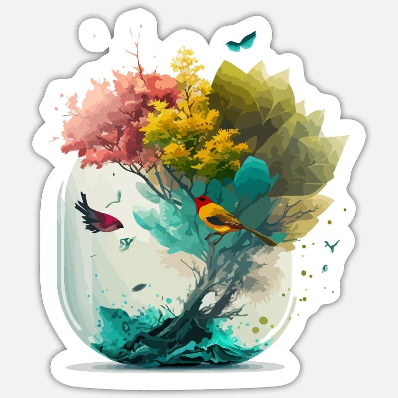 Der Miniaturwald - Sticker Größe S (10 x 10 cm) - Mattweiß