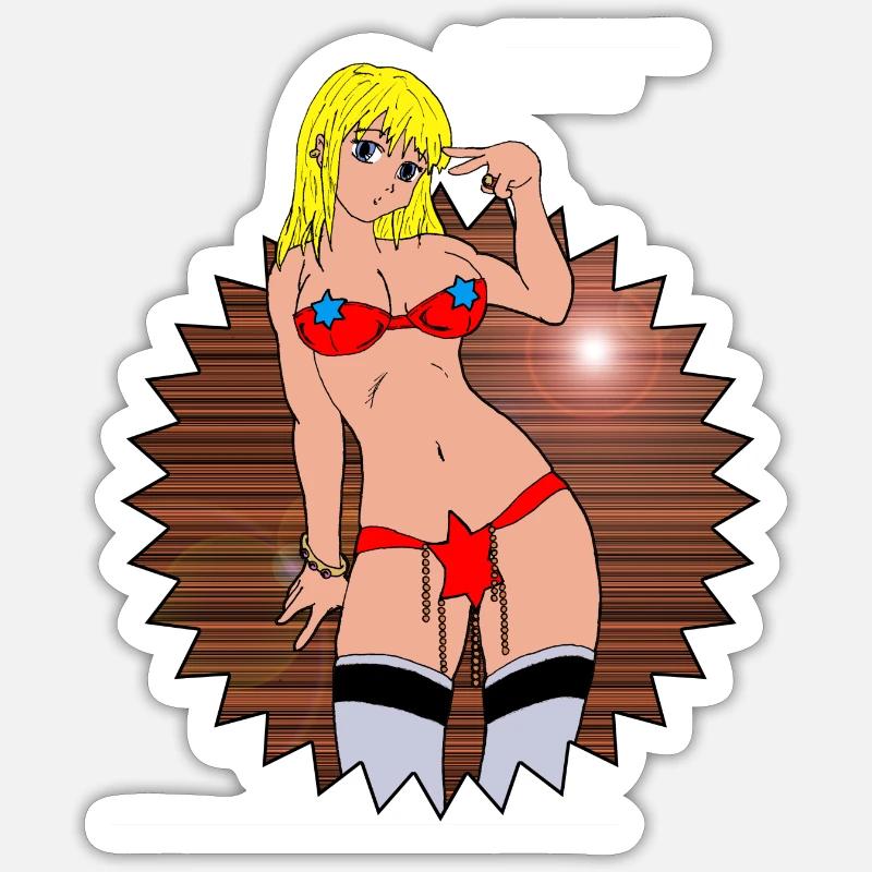 Bikini festif - Sticker taille S (10 x 10 cm) - blanc mat