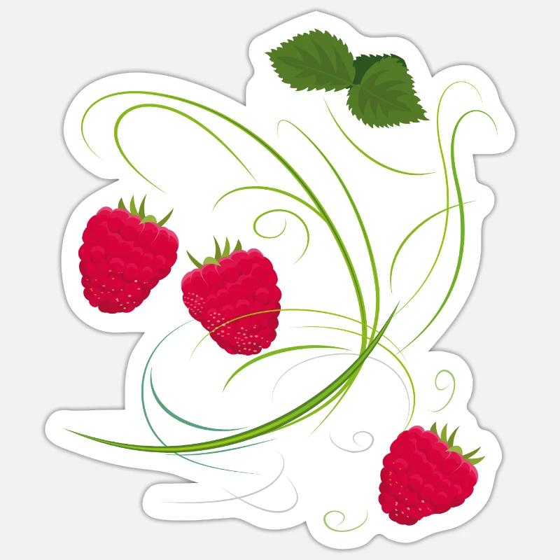 Raspberry, Fruit - Sticker size S (10 x 10 cm) - white matte