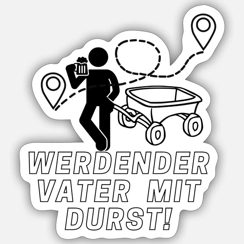 Werdender Vater mit Durst! - Sticker Größe S (10 x 10 cm) - Mattweiß