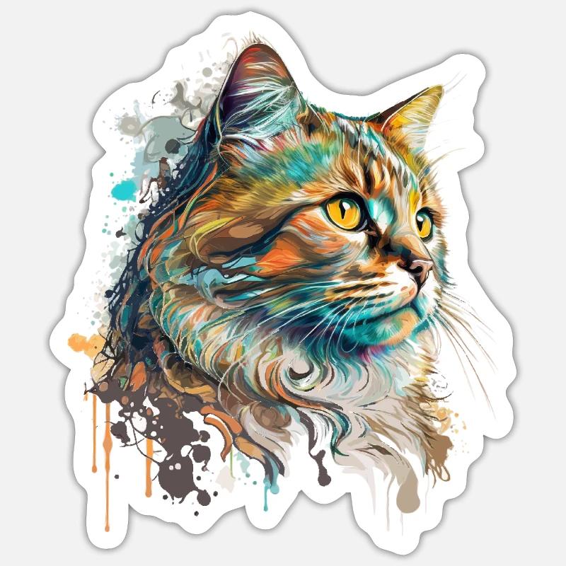 Schöne Katze - Sticker Größe S (10 x 10 cm) - Mattweiß