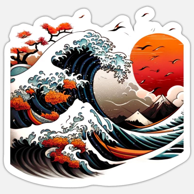 Japanese Style Wave Sticker size S (10 x 10 cm)
