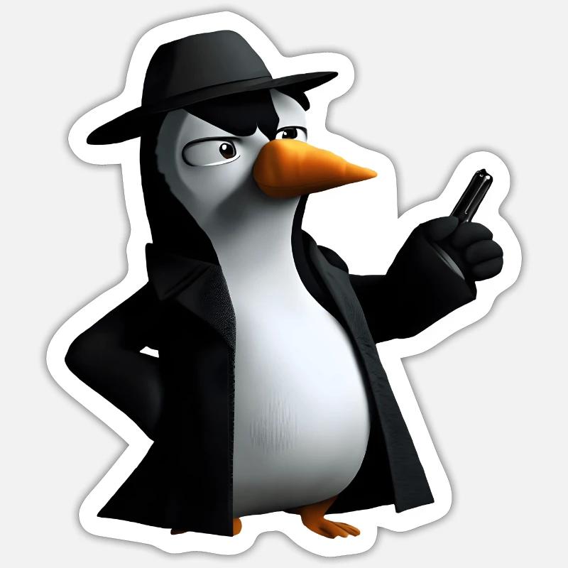 Agent Pinguin - Sticker Größe S (10 x 10 cm) - Mattweiß
