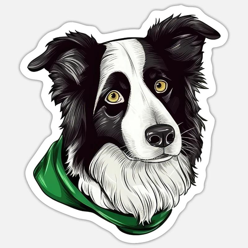 Border Collie - Sticker taille S (10 x 10 cm) - blanc mat