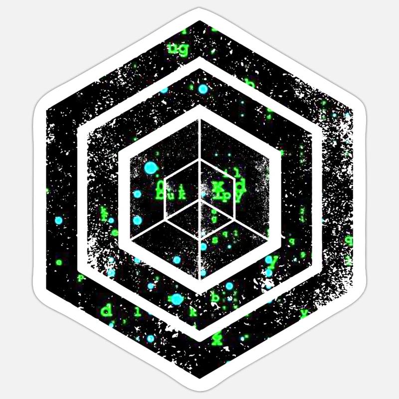 Codage géométrique du programmeur de programmation hexagonale Sticker taille S (10 x 10 cm)