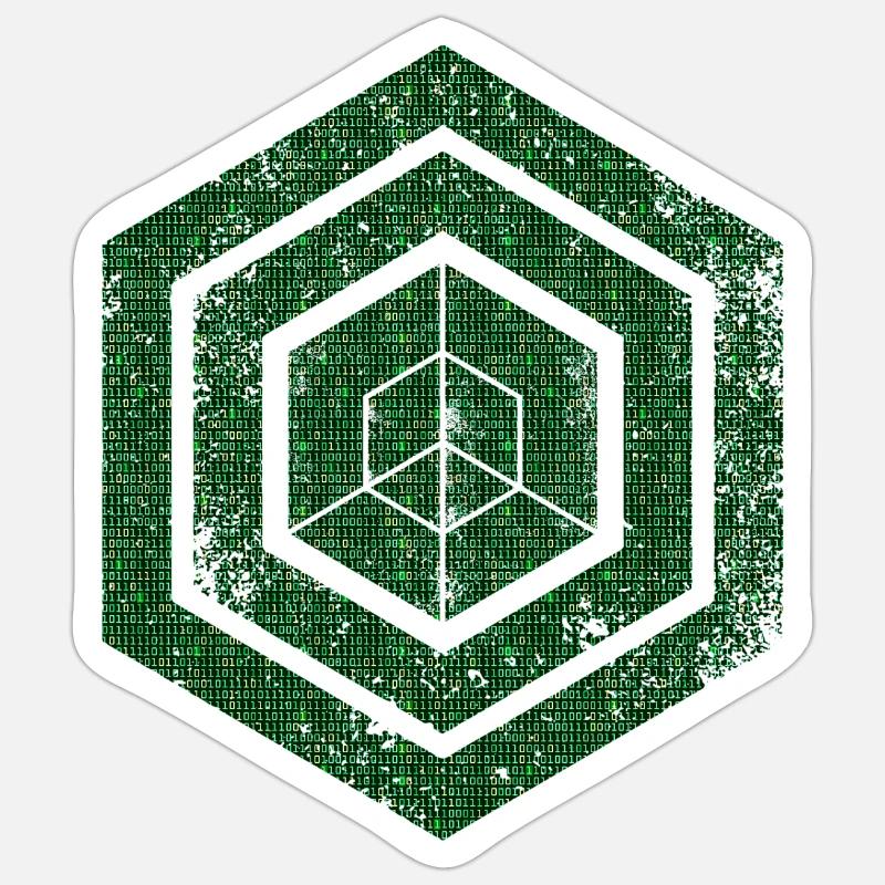 Hexagon-Programmierung Programmierer Codierung geometrisch - Sticker Größe S (10 x 10 cm) - Mattweiß