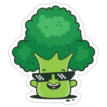 Brocoli frais - Sticker taille S (10 x 10 cm) - blanc mat - Devant