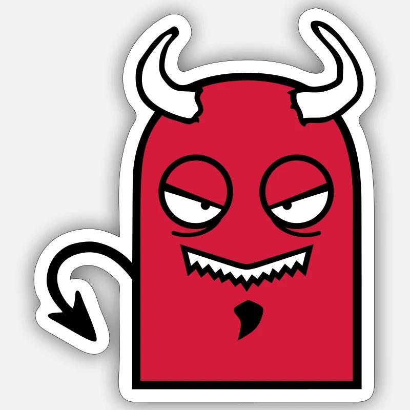 Kleiner Teufel (Comic Figur) - Sticker Größe S (10 x 10 cm) - Mattweiß