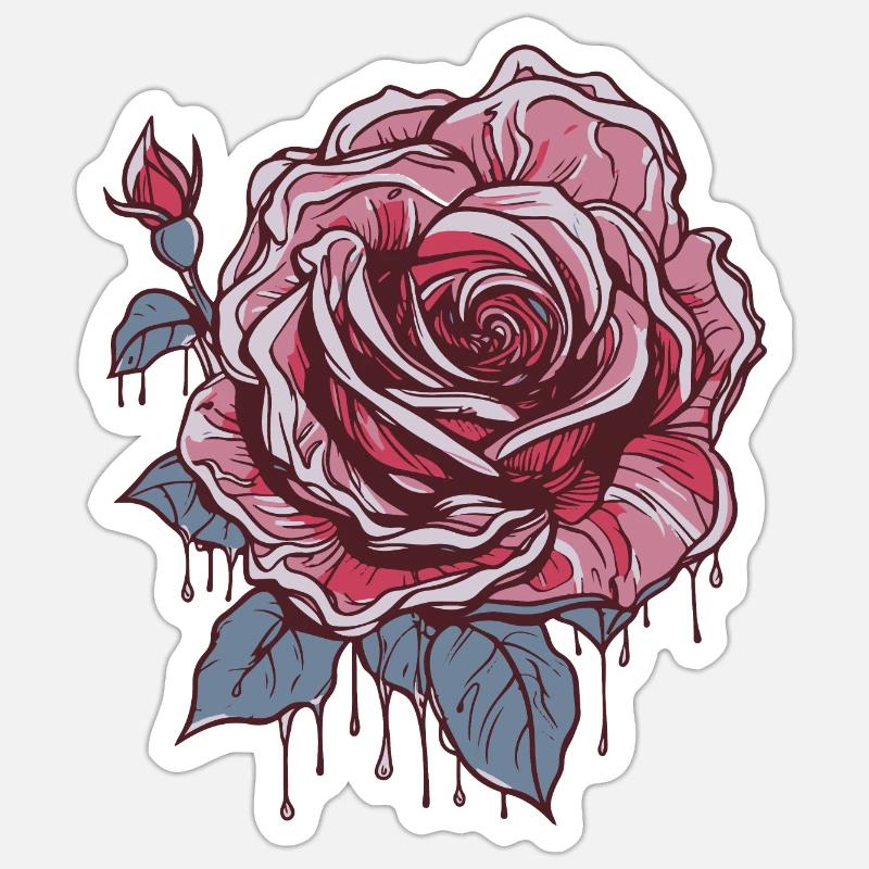 Rote Rose Sticker Größe S (10 x 10 cm)