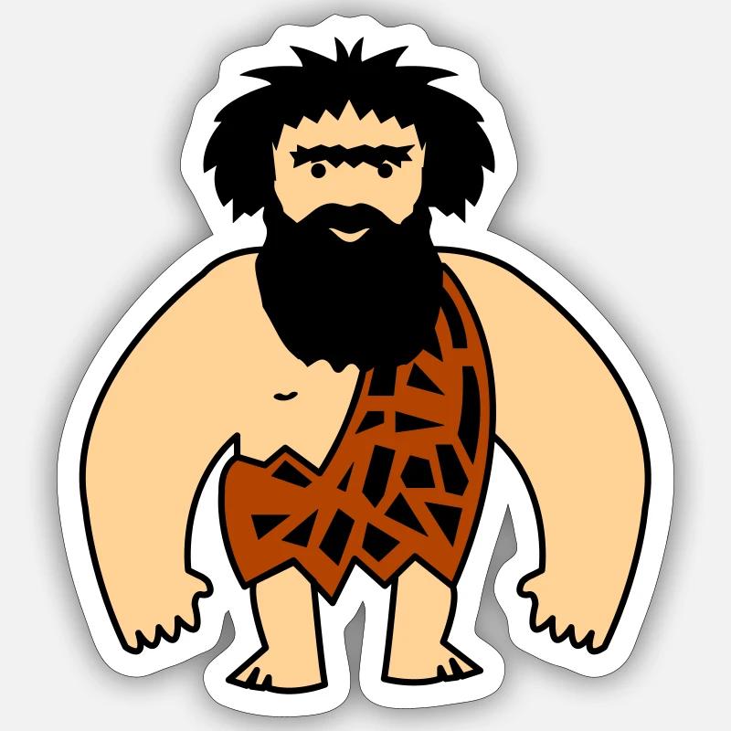 Homme des cavernes - Sticker taille S (10 x 10 cm) - blanc mat