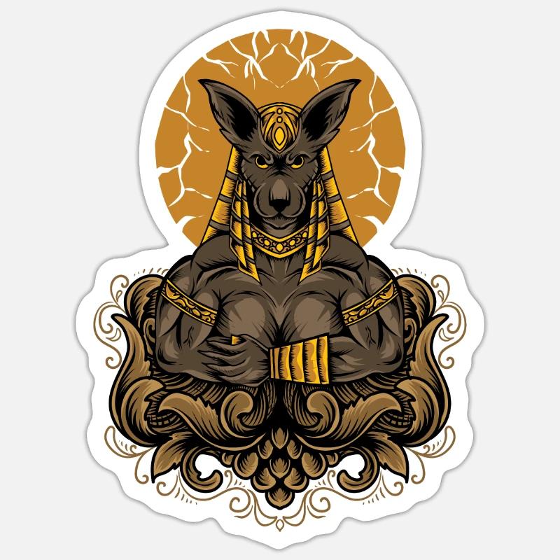 Anubis Égypte 2023 - Sticker taille S (10 x 10 cm) - blanc mat