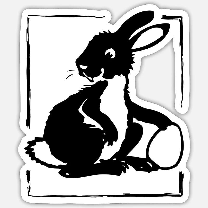 Bunny with Egg in a Frame | Vectorgraphic Sticker size S (10 x 10 cm)