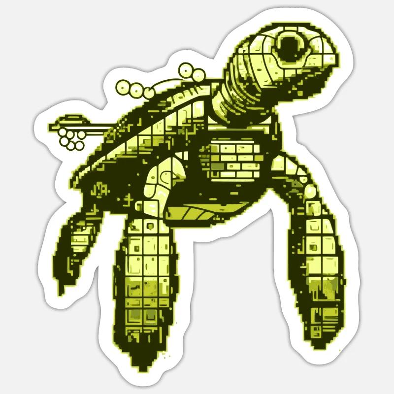 Videospiel 8 Bit Schildkröte Sticker Größe S (10 x 10 cm)