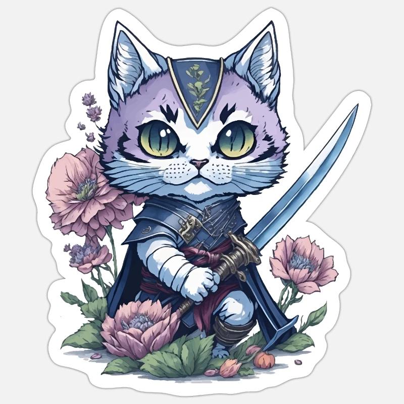 Die Ninja-Katze – einzigartig und farbenfroh Sticker Größe S (10 x 10 cm)