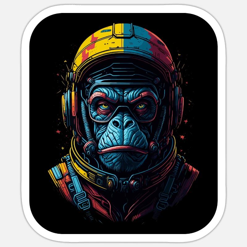 Space Monkey | Combinaison spatiale APE | Voyage spatial de singe Sticker taille S (10 x 10 cm)