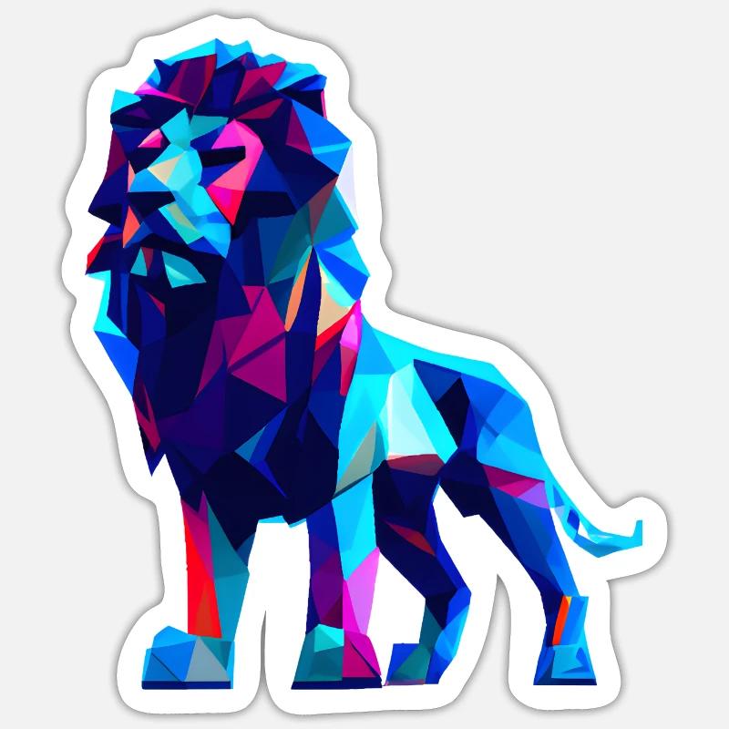 Lions polygonaux - Sticker taille S (10 x 10 cm) - blanc mat
