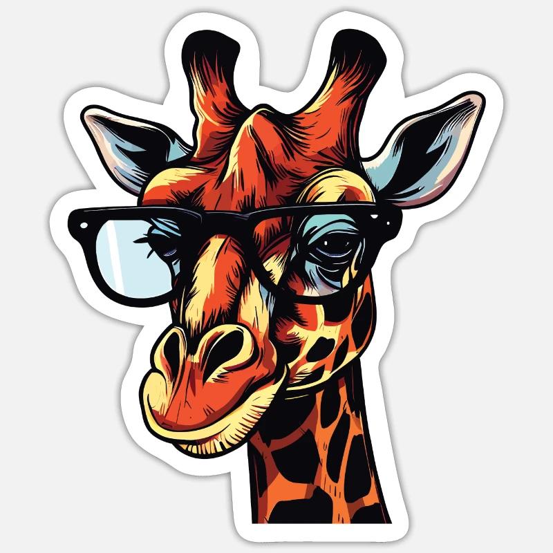 Cartoon Comic Giraffe Design - Sticker størrelse S (10 x 10 cm) - mat hvid