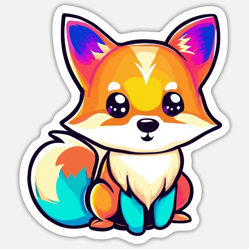 Netter Fuchs buntes Design Sticker Größe S (10 x 10 cm)