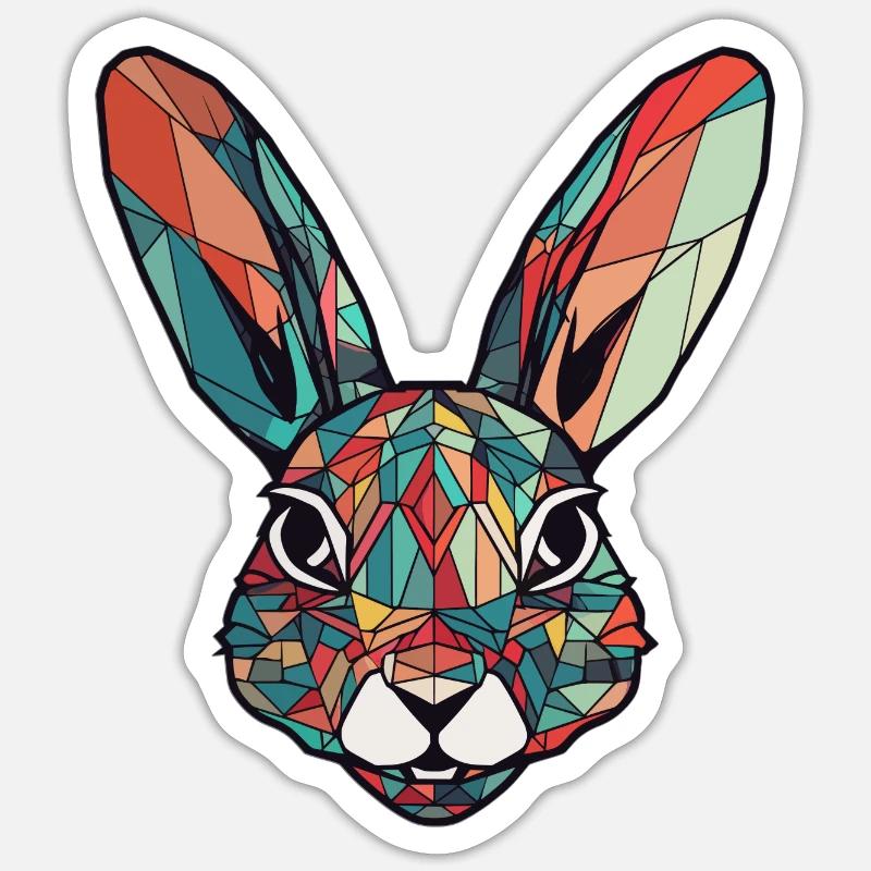 Rabbit Bunny Geometric Art - Sticker size S (10 x 10 cm) - white matte