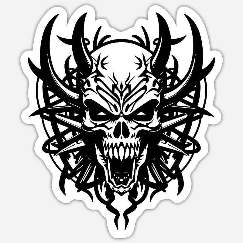Devil Tribal - Sticker size S (10 x 10 cm) - white matte
