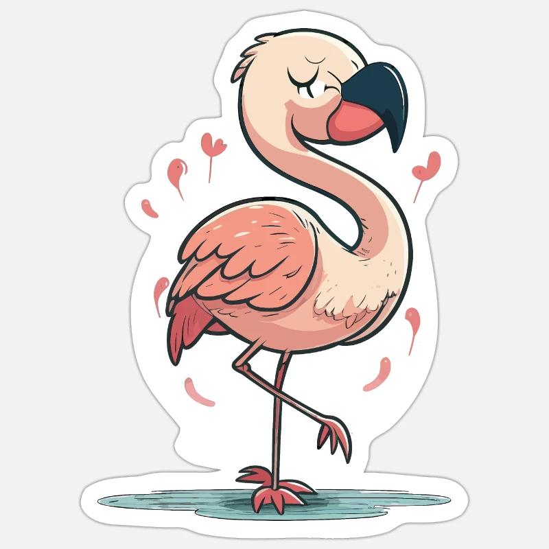 Flamingo Fun - Sticker size S (10 x 10 cm) - white matte