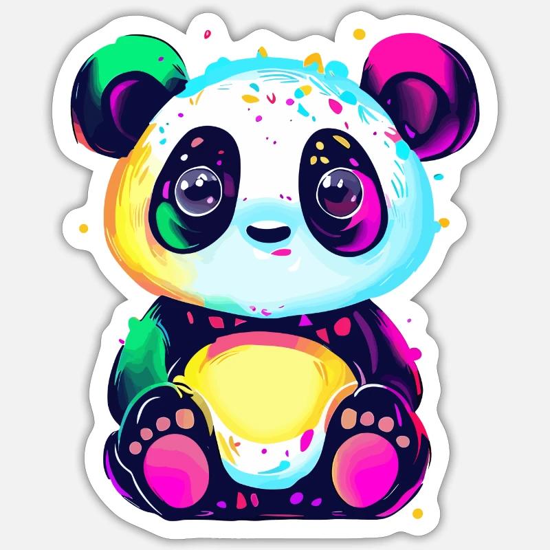 Panda coloré créatif mignon Sticker taille S (10 x 10 cm)
