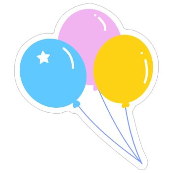 Cute colorful party balloon - Sticker size S (10 x 10 cm) - white matte - Front