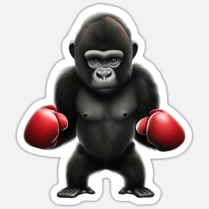 Boxer Gorille - Sticker taille S (10 x 10 cm) - blanc mat