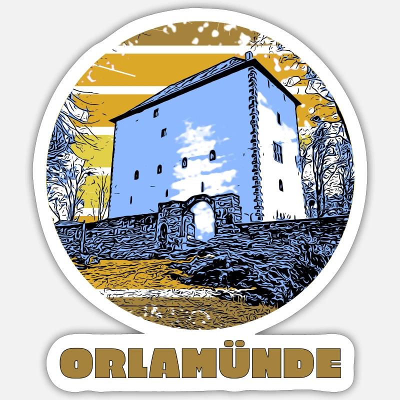 Ostthüringen Merch - Kemenate Orlamünde - Sticker Größe S (10 x 10 cm) - Mattweiß