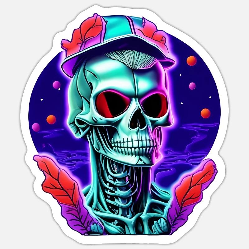 Skeleton with cap - Sticker size S (10 x 10 cm) - white matte