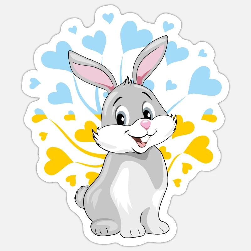 Happy smiling rabbit - Sticker size S (10 x 10 cm) - white matte