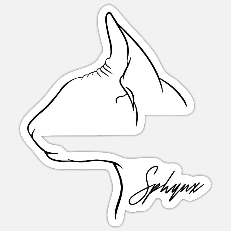 Sphynx Profil Katzen Katze Wilsigns - Sticker Größe S (10 x 10 cm) - Mattweiß