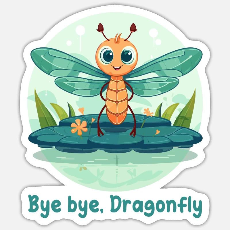 Bye bye, Dragonfly Sticker taille S (10 x 10 cm)