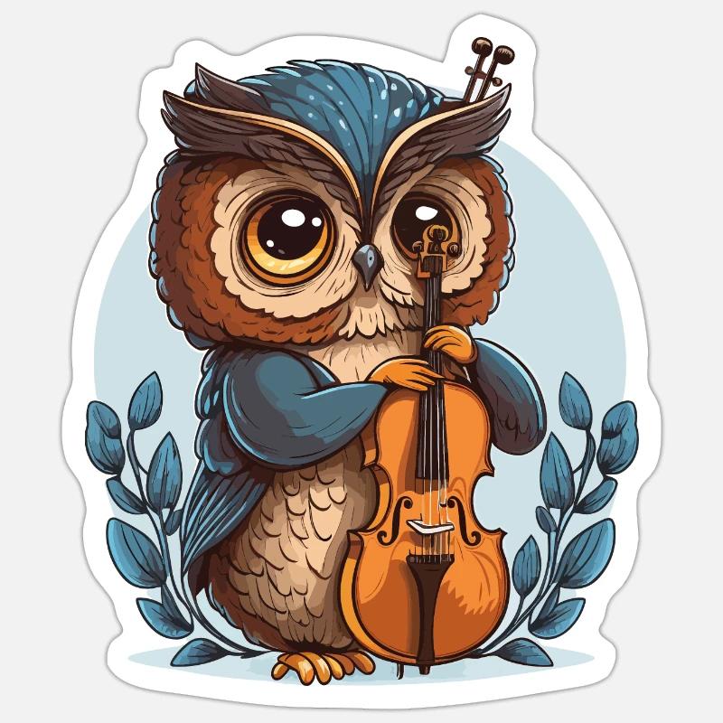 Hibou classique - Sticker taille S (10 x 10 cm) - blanc mat