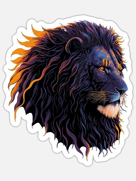 Colorful lion head - Sticker Größe S (10 x 10 cm) - Mattweiß