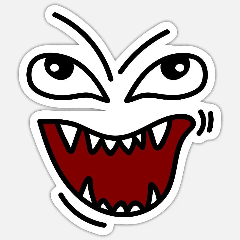 Angry face with teeth - Sticker size S (10 x 10 cm) - white matte
