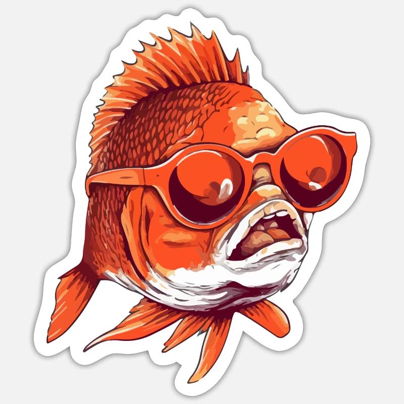 Bib le poisson rouge - Sticker taille S (10 x 10 cm) - blanc mat